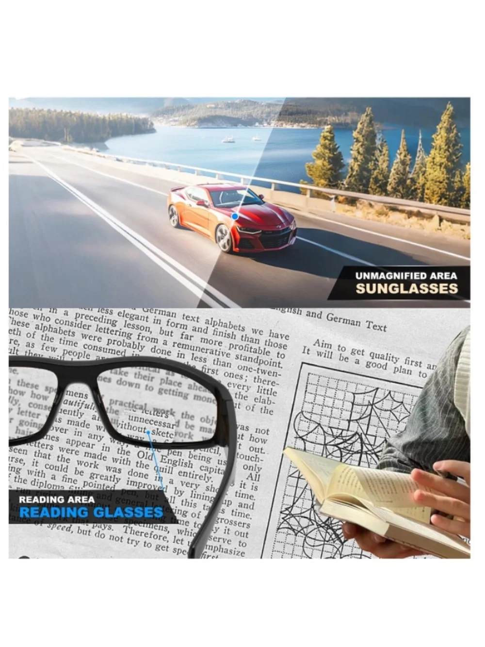 Women Or Mens Wrap Around Bifocal Reading Sunglasses 2 Pair 2.0 Diopter